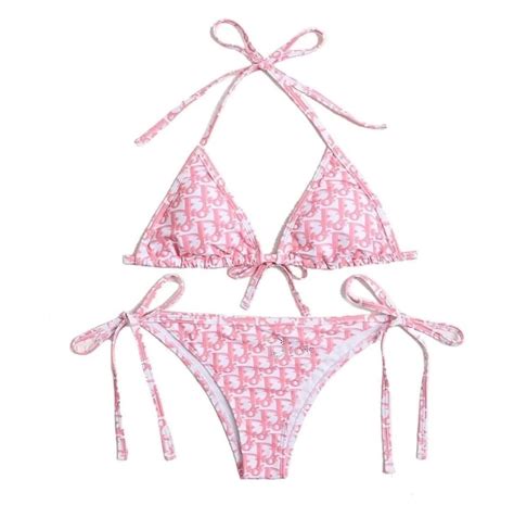 dior swimsuit pink two piece.